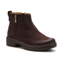 Boot, brown suede, ABEO Vista Zip Metatarsal, with side zipper, low heel, chunky sole for metatarsal support.