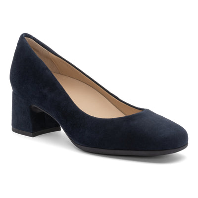 Avenue Pump Metatarsal in Navy Suede - side view
