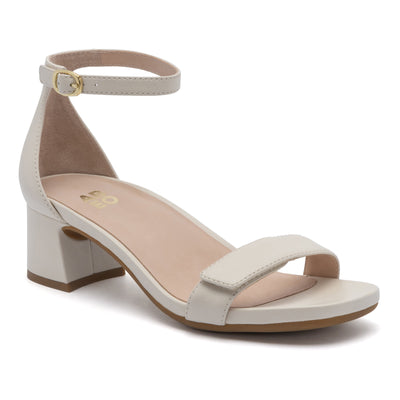 Avenue Strap Metatarsal in Off White Leather - side view