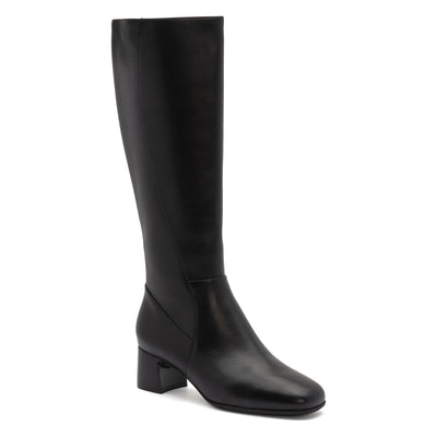 Avenue Tall Metatarsal in Black Nappa - side view