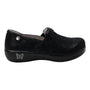 Clog, Alegria Keli, black textured finish, round toe, removable footbed for comfort support, butterfly logo on sole.