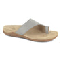 Sandal, gray cow leather, Strive Capri 4, toe loop and dual-density footbed for support, on white background.