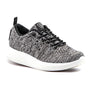 Sneaker, Coogee by Woolloomooloo, gray/black knit, black laces, white sole and heel tab. Lightweight for all-day comfort.