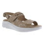Sandal, beige, Selina by Drew Shoes, open toe, adjustable straps, thick white sole for comfort and support.