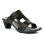 Sandal, black leather, by Naot Form with three straps and anatomic cork-latex footbed for all-day support.