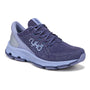 Shoe in purple mesh, Ryka Devotion X, with laces, light lavender sole, and visible arch support shown at an angle.