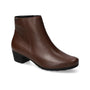 Boot, brown leather, Mephisto Iola with SOFT-AIR tech, block heel, side zip and smooth finish for comfort.