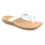 Sandal, white synthetic thong strap, bow detail, slight heel. Strive Island Ii summer-ready comfort design, side view.