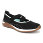 Shoe, black with white stitching, Ryka Era Mary Jane; contoured cushioning insole; retro gum sole.