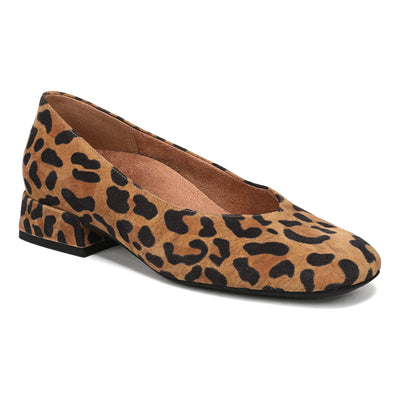 Petra in Tan Leopard Suede - side view
