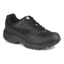 Shoe, Drew Shoes Lance, black mesh and leather, extra wide fit, thick sole, arch support, black laces.
