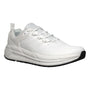 Athletic shoe, white mesh, Propet Ultra 267 with textured sole and side view highlighting supportive, comfort-focused design.