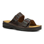 Sandal, black leather, Naot Mikael 2 Strap, two adjustable buckles, removable footbed for support and comfort.