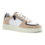 Sneaker, black, Naot Newbury with cork-latex footbed, side zipper, thick white sole, comfort support features.