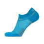 Sock, blue, OS1st FS4 low-cut with Compression Zone Tech for heel and arch pain, shown on white background.
