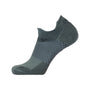 Sock, gray, low-cut, synthetic; OS1st FS4 Plantar Fasciitis No Show with Compression Zone Tech for heel and arch support.