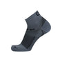 Ankle sock, gray with black accents, OS1st Plantar Fasciitis Qt, Compression Zone Technology for foot support.