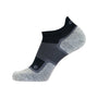 Sock, OS1st Wellness Perf Ns, black/gray/white, low-cut design with visible arch support, side view on white background.