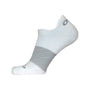 Ankle sock, white with gray stripes, OS1st Wicked Comfort Ns, durable design with small logo near toe and heel.