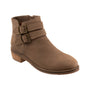 Boot, brown leather, Softwalk Rochester; 2 buckles, low heel, side zipper, cushioned footbed for comfort.