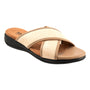 Sandal, beige/tan, Softwalk Tillman 6.0 with memory foam footbed and slip-resistant black sole on white background.
