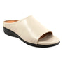 Sandal, cream, Softwalk Turner, memory foam footbed, open toe, low black slip-resistant wedge.