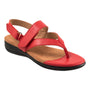 Sandal, The Softwalk Tracy 2.0, red adjustable straps, tan cushioned insole, black sole designed for comfort.