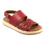 Sandal, Softwalk Jewell: red leather with crisscross straps, cushioned footbed, closed back, beige sole.