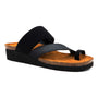 Sandal, Naot Sia, black multi-strap with toe loop, cork latex footbed, cushioned sole, built-in arch support.