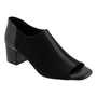 Shoe, black, Trotters Lennon: open-toe shootie with block heel, closed sides, leather and stretch lycra upper.