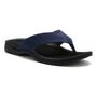 Sandal, The Walking Company Balboa, navy and black, fabric strap, contoured sole with arch and heel support for women.