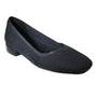 Pump, black textured fabric upper, square toe, David Tate Union, daily wear comfort; shown on white background.