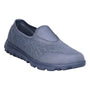 Shoe, Propet Travelactiv Slip On, gray mesh upper with thick ridged sole for cushioning and breathability.