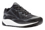 Shoe, Propet One LT, black mesh upper with white sole at angle; orthotic-friendly for additional support.