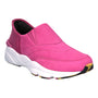 Shoe, Propet Stability Freestyle, pink synthetic upper, white sole, multicolor outsole toe pattern, hands-free design.