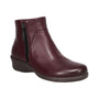 Bootie, burgundy leather, Propet Waverly with side zipper, low wedge heel, and removable footbed for comfort.