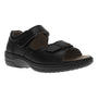 Sandal, Propet Gemma, black leather, orthotic-friendly, adjustable straps, closed heel for comfort and support.