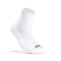 Socks, white ribbed, moisture-wicking fabric, ABEO 3 Pk Quarter with black toe text on plain background.