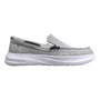 Loafer, light gray fabric, Mykos Calvin; slip-on style with textured upper, Ortholite foam footbed, white sole.