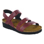Sandal, black, Naot Kayla with cork-latex footbed, three straps, hook-and-loop ankle closure, visible arch support.