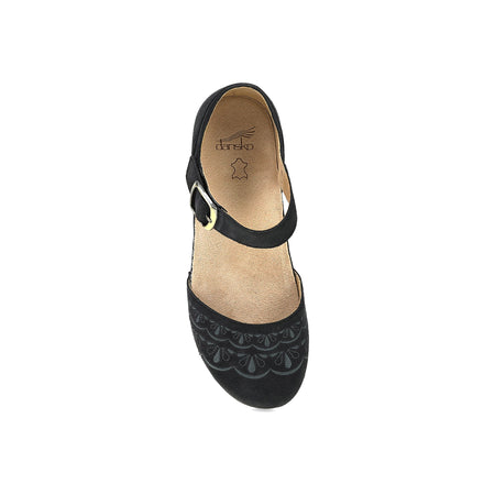 Mae in Charcoal Emb Suede - top view