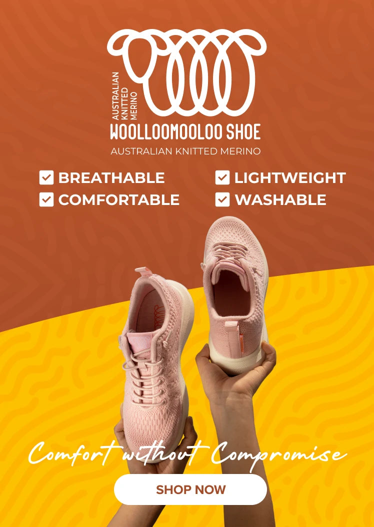Woolloomooloo Shoe Australian Knitted Merino breathable lightweight comfortable washable comfort without compromise