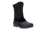 Boot, black quilted with faux fur, side zip, Propet Illia, waterproof sole, cold weather comfort.