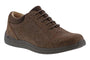 Shoe, brown full-grain leather, Tulip by Drew Shoes, lace-up, textured pattern, slip-resistant sole, rounded toe.