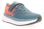 Sneaker, Ultra FX by Propet; blue/orange mesh, adjustable strap, white sole; lightweight for comfort.
