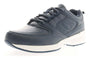 Shoe, Propet Lifewalker Sport, navy leather with dark laces, white sole. Stitched details. Cushioned for comfort.