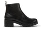 Boot, black leather, Camper Wanda K400228, block heel, round toe, side zip, pull tab—supportive sole for winter wear.