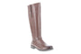 Boot, Propet Tasha, brown leather, knee-high with low heel, side buckle; comfort-focused design, white background.