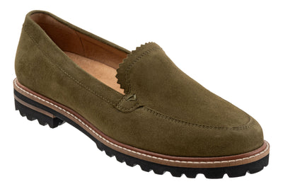 Fayth in Olive Suede - side view