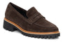 Loafer, brown suede, chunky black sole with wood edge; ara Karina with highsoft comfort insole technology.